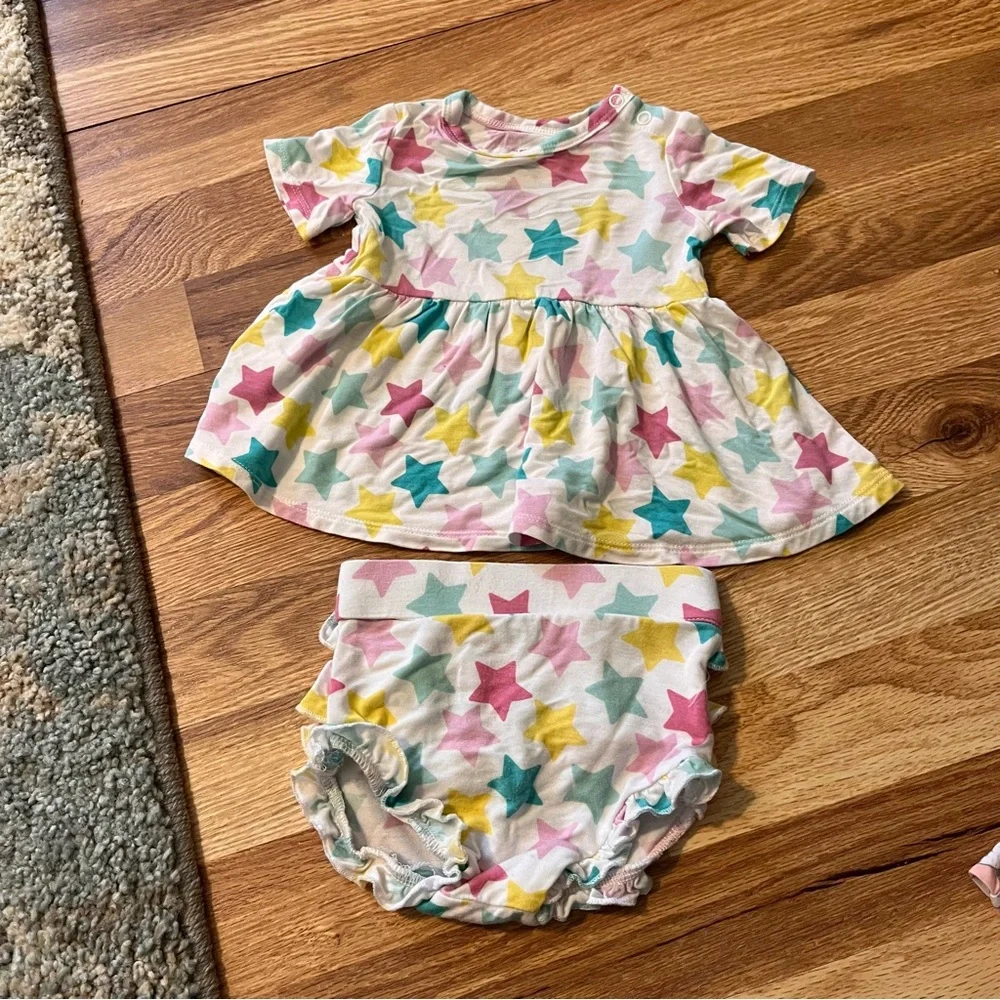 Posh Peanut 2-Fer  Star dress w/ bloomers and Unicorn  onesie Dress 3-6 month